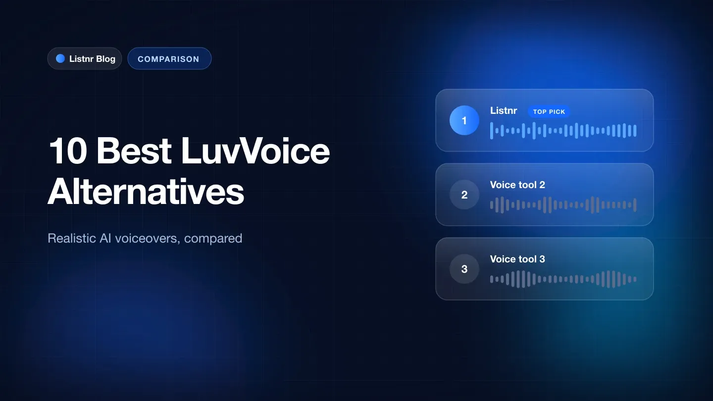 10 best LuvVoice alternatives for realistic AI voiceovers