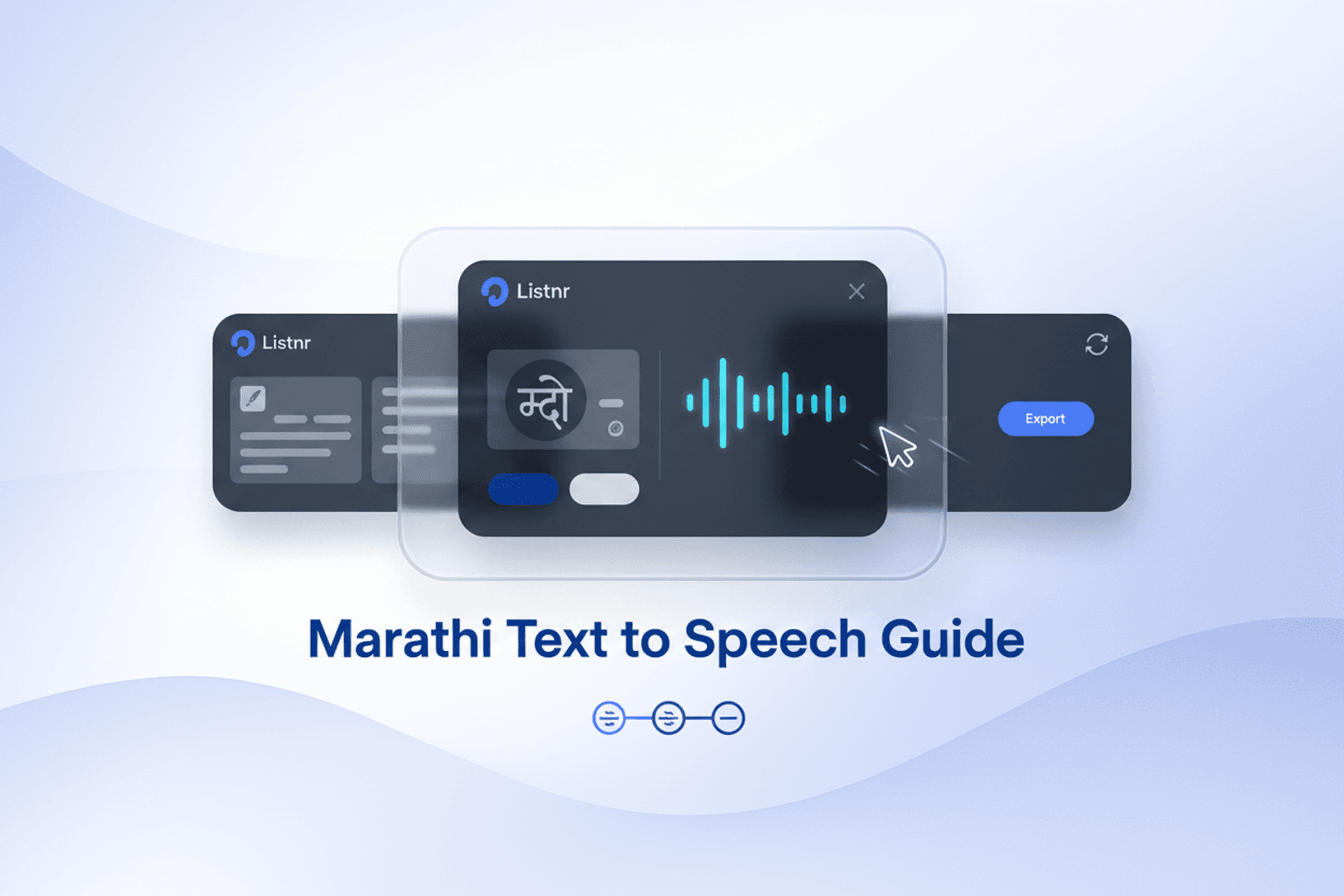 Marathi text to speech workflow showing script input, voice selection, and audio export for voiceovers